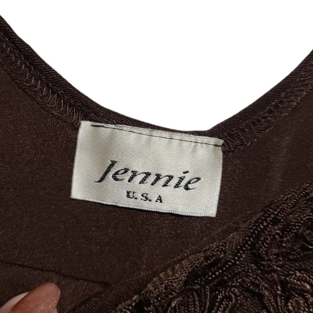 Jennie Brown Embroidered Lace Tank Top Size L - Picture 4 of 6